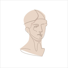 Greek Sculpture of female profile. Modern linear art, aesthetic contour with shadow. vector linear illustration for home decor such as posters, wall art, tote bag, t-shirt print, sticker