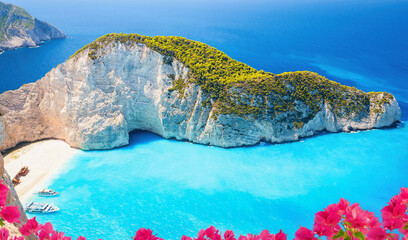 Zakynthos off the southwest coast of Greece is one of the country’s quieter islands. However it has one particularly incredible highlight called Navagio Beach (also known as Shipwreck Beach)
