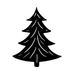 Christmas tree in doodle style. Hand drawn sketch of a Christmas tree. Vector illustration. Isolated on a white background. Illustration for graphics, website, logo, icons, postcards
