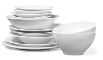 Stack of Dishes and Bowls - obrazy, fototapety, plakaty