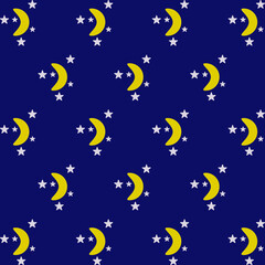 Obraz na płótnie Canvas moon and star pattern design in flat style. repeat and seamless vector 