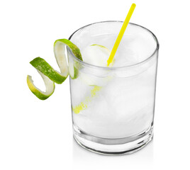 Cocktails on white: Gin and Tonic.