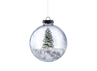 Xmas glass ball with christmas tree full of snow