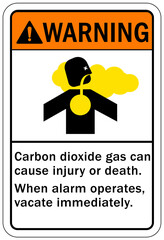 Warning sign and label carbon dioxide danger
