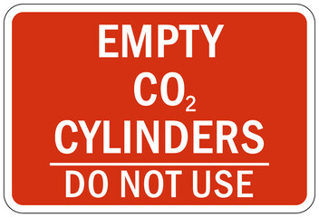 Carbon dioxide empty cylinders sign and label