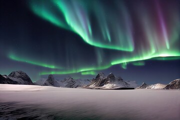 Naklejka premium amazing aurora in wintery landscape