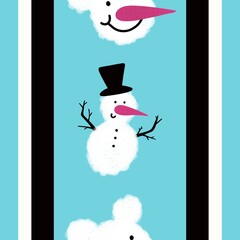 Winter seamless snowman and snowflakes pattern for Christmas wrapping paper and kids notebooks