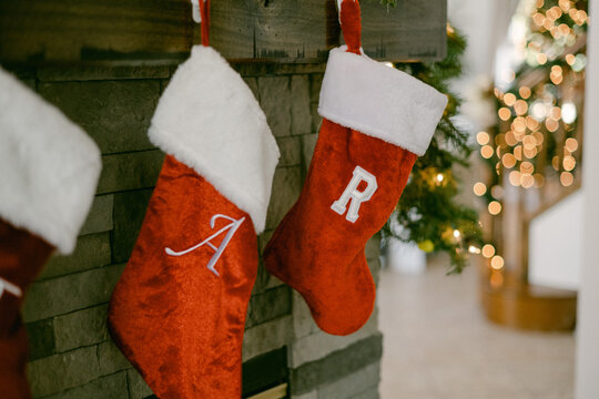 Christmas Stocking On Mantel