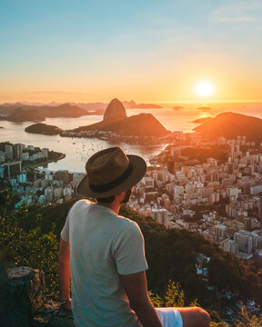 person watching sunset