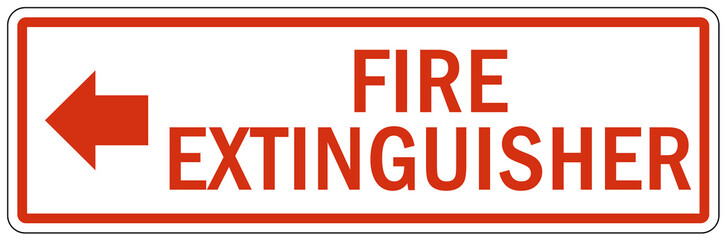 Fire extinguisher arrow sign and labels