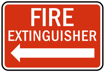 Fire extinguisher arrow sign and labels