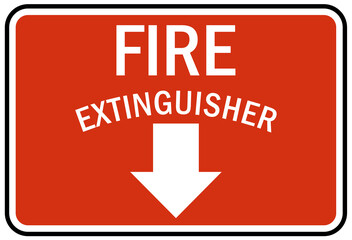 Fire extinguisher arrow sign and labels