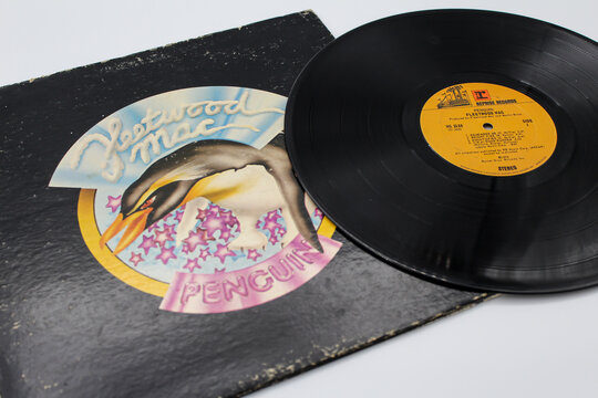 Rock and soft rock band, Fleetwood Mac music album on vinyl record LP disc. Titled: Penguin album cover on vinyl record LP. Taken November 30, 2022 in Miami, FL. 