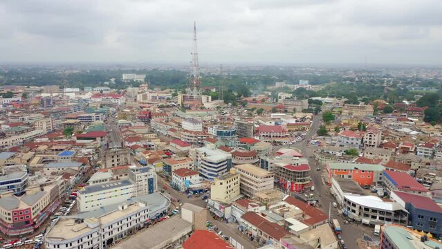 Aerial view of the buildings of Kumasi, Ghana