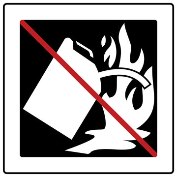 Fire classification sign and label class B fire flammable liquid  picture symbol