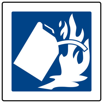 Fire classification sign and label class B flammable liquid picture symbol