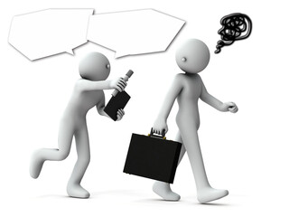 取材対象者を追いかけてインタビューする無礼な記者。