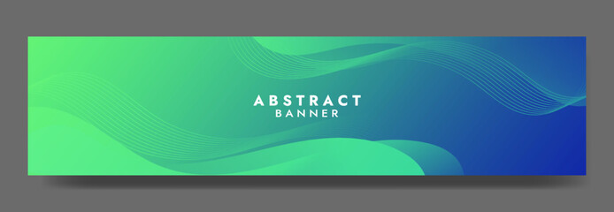 Abstract Green Fluid Banner Template. Modern background design. gradient color. Dynamic Waves. Liquid shapes composition. Fit for banners