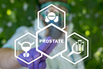 Medical concept of prostate diseases treatment. Male oncology disease. Impotence, adenoma,...