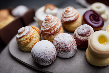 delicious puff pastries sprinkled with powdered sugar
