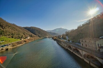 river in the mountains image taken in ponte del diavolo, borgo a mozzano, tuscany , italy