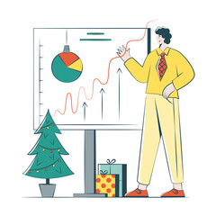 Obraz na płótnie Canvas Man Shows Statistics For Christmas