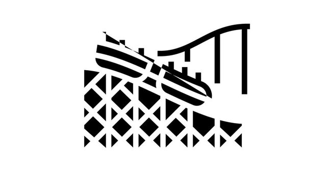 rollercoaster amusement park line icon animation
