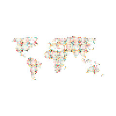 Fototapeta premium World Map Silhouette Pixelated generative pattern illustration