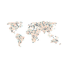 Obraz premium World Map Silhouette Pixelated generative pattern illustration
