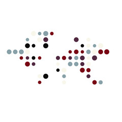 World Map Silhouette Pixelated generative pattern illustration