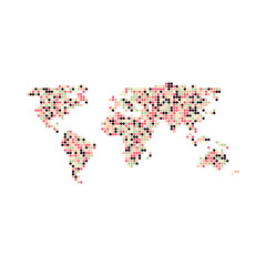 Fototapeta premium World Map Silhouette Pixelated generative pattern illustration