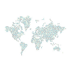 Fototapeta na wymiar World Map Silhouette Pixelated generative pattern illustration