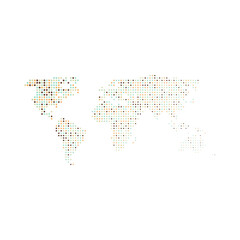 Fototapeta premium World Map Silhouette Pixelated generative pattern illustration