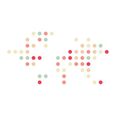 World Map Silhouette Pixelated generative pattern illustration