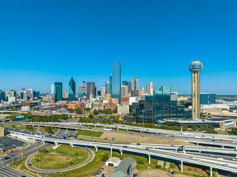 Aerial of Downtown Dallas Skyline
