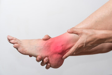 Ankle joint pain, arthritis and tendon problems, health care - obrazy, fototapety, plakaty