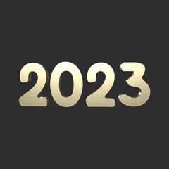 2023 happy new year text illustration. Isolated 3d render text.