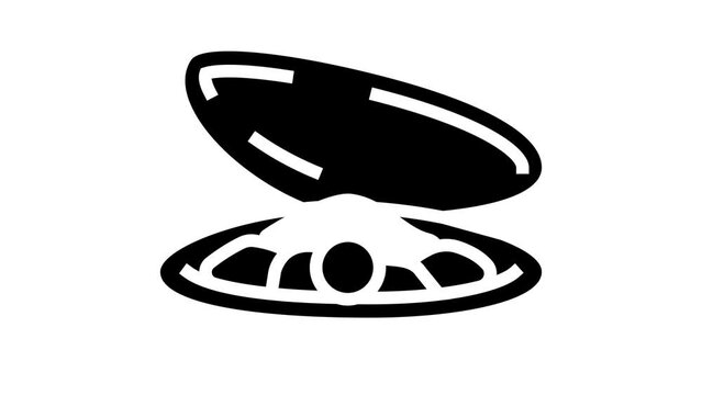 pearl oyster shell glyph icon animation