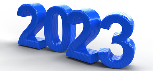 Awesome blue 2023 happy new year minimal text template background 3d render
