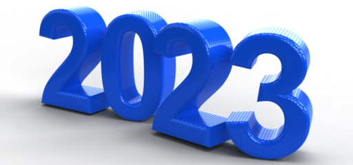 Awesome blue 2023 happy new year minimal text template background 3d render