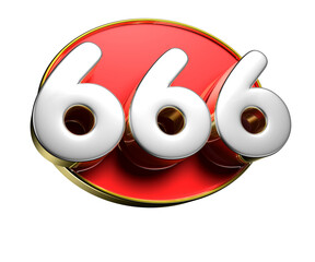 666 gold rim 3D illustration. Advertising signs. Product design. Product sales.