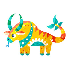 Isolated colored bull alebrije icon Vector