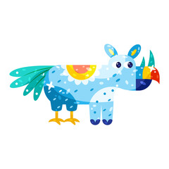Isolated colored rhino alebrije icon Vector