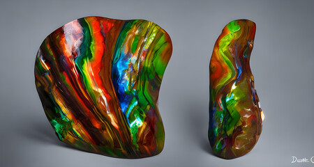 Digital Illustration Colourful Gem Stone Sculpture