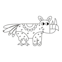 Isolated outline rhino alebrije icon Vector