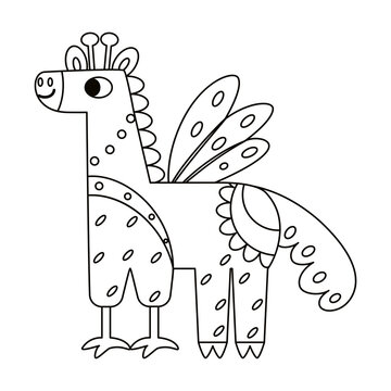 Isolated outline giraffe alebrije icon Vector