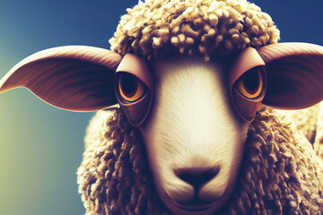 Close-up of a sheep staring at camera