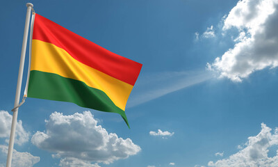 Red pink orange yellow golden green color waving flag blue sky background copy space symbol decoration ornament black history month africa american freedom celebration festival event february culture 