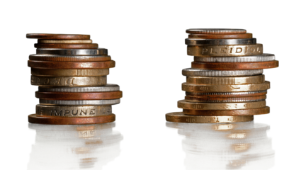 Stacks Of Coins - Isolated