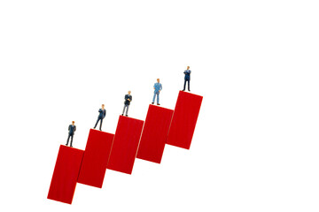 team concept. Hierarchy in the work team and firm. Career growth. Figurine of a businessmans on a...